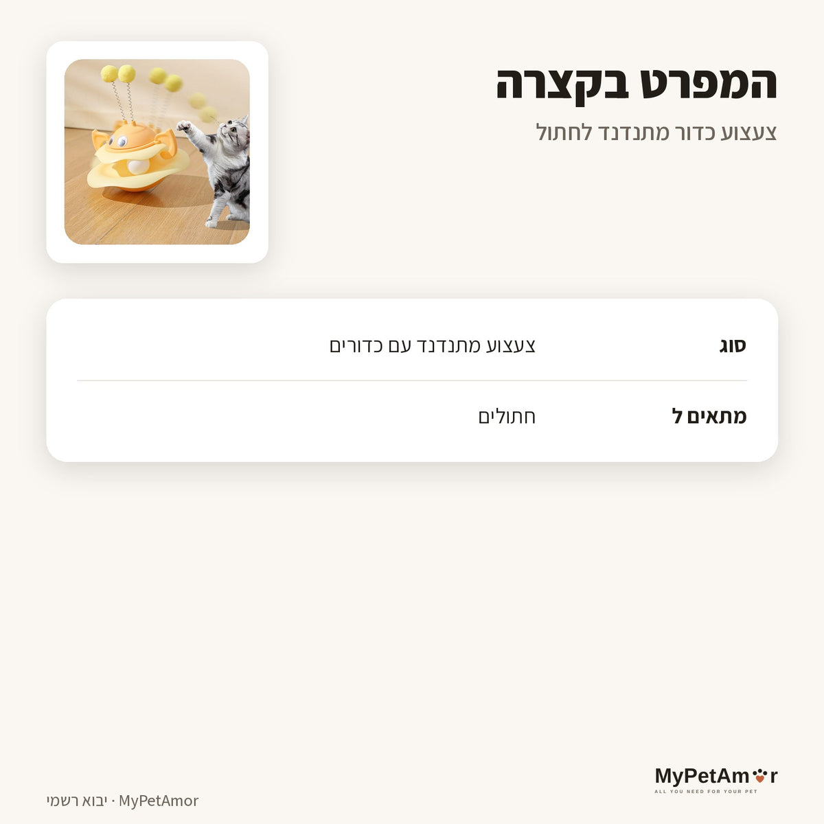 צעצוע כדור מתנדנד — המפרט בקצרה